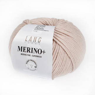 Beige Wolle 'Merino+ von LANG Yarns', im Knäuel.