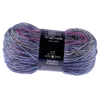 Garn 'Alpaka Zauber Plus' in blauen und lila Farbnuancen.