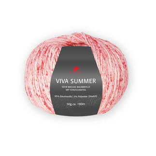 Rot melierte Baumwolle von Pro Lana, Viva Summer, im Knäuel.