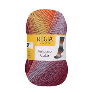 Sockenwolle Virtuoso Color von Regia in roten und orangenen Farbtönen