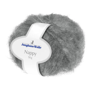 Graue Wolle Nappy von Junghans-Wolle in einem weichen Garnball.