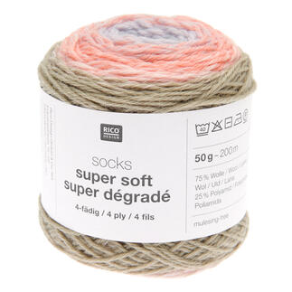 Sockenwolle in sanften Farben, 50g, 200m, 4-fädig von Rico Design.