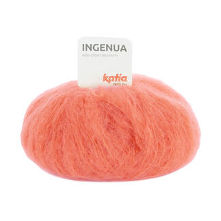 Katia Ingenua Wolle in Orange mit Etikett.