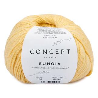 Eunoia von Katia, gelbes Garn, 50g, Mischung aus Baumwolle, Modal und feiner Merinowolle.
