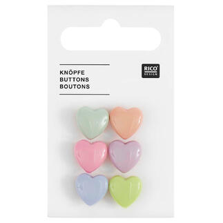 Knöpfe in Herzform in Pastellfarben auf Karte