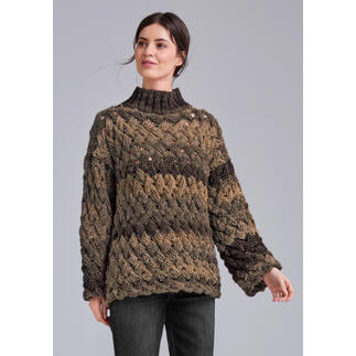 Gesprenkelter Pullover aus Monello-90 Color in Braun- und Beigetönen