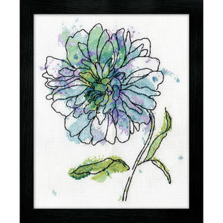Kreuzstichbild - Blue Floral/Kornblume 