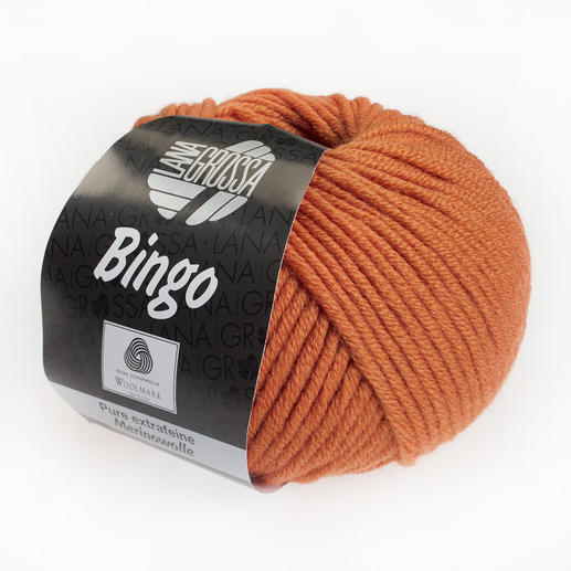 Bingo Garn von Lana Grossa, orangefarbige Wollkugel