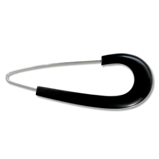 Schwarze Sicherheitsnadel in Form eines großen Bogens.