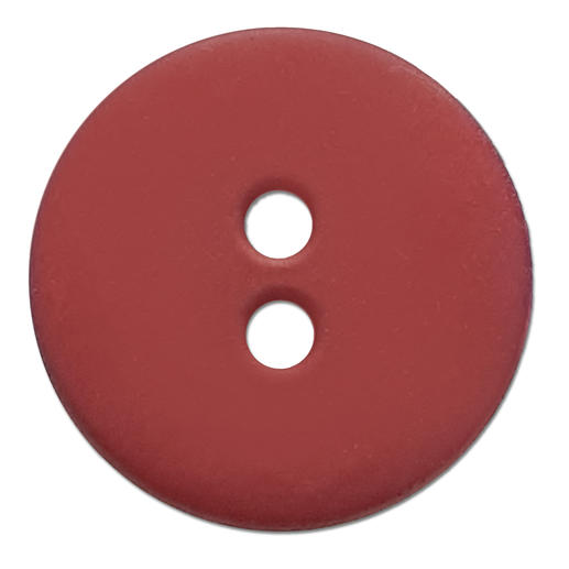 Roter Knopf mit zwei Löchern, Durchmesser 15 mm