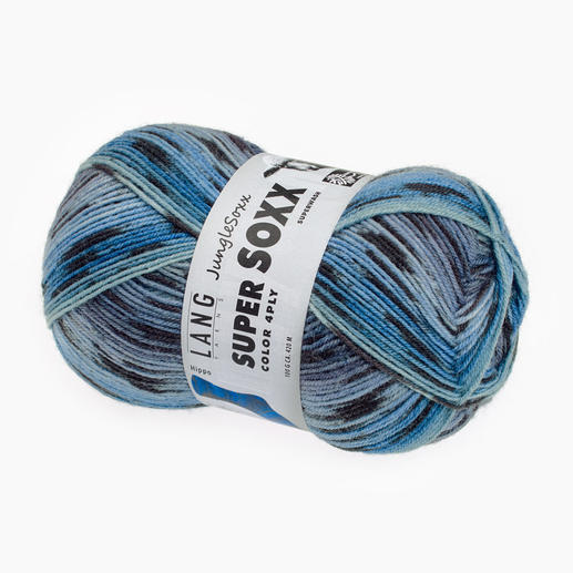 Sockenwolle Super Soxx Jungle Color von LANG Yarns, Farbe: Hippo, 50g.