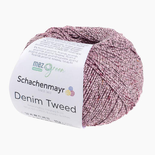 Schachenmayr Denim Tweed in rosa, Wollknäuel mit Label.