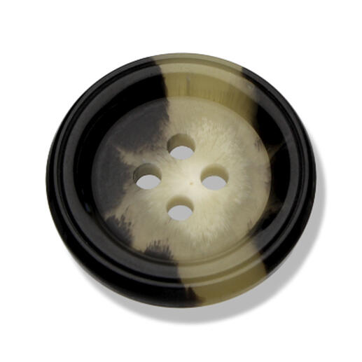 Knopf aus Hornimitat, Ø 23 mm, schwarz-beige