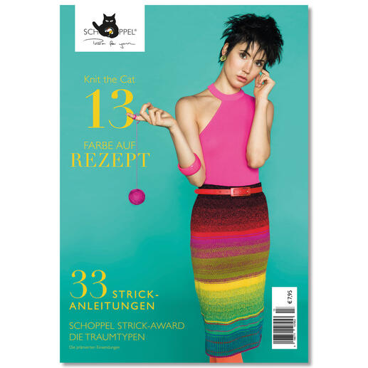 Heft 'Knit the Cat No. 13' mit 33 Strick-Anleitungen und farbenfrohem Cover.