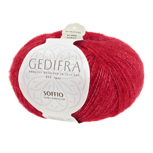 Soffio von Gedifra in Rot, weich und leicht, für Strickprojekte geeignet.