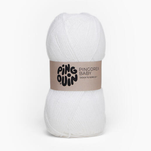 Pingorex Baby von Pingouin in Weiß, weiche Wolle für Babyprojekte.
