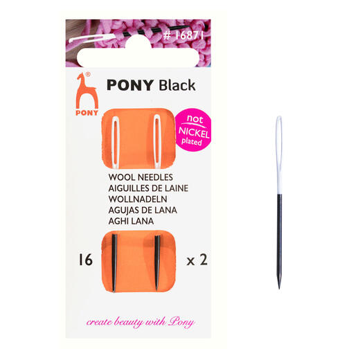 PONY Black Wollnadeln im Verpackungsdesign