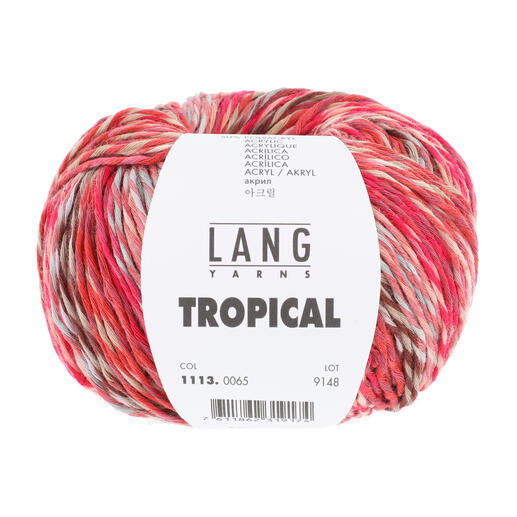Tropical Wolle von LANG Yarns in Beere/Rosa mit dem Label.