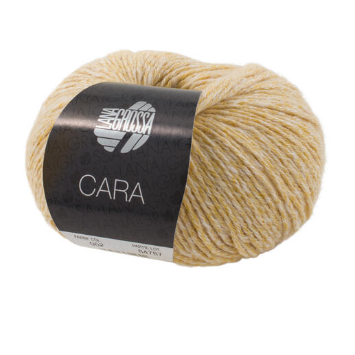 Wollknäuel Cara von Lana Grossa in der Farbe Gelb, fröhliches Gelb.