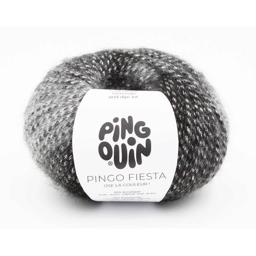 Pingo Fiesta Garn von Pingouin in der Farbe Rock, schwarz mit metallischen Akzenten.