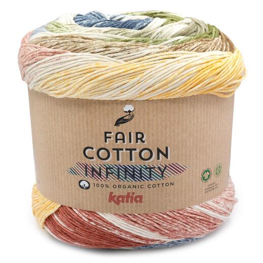 Fair Cotton Infinity von Katia, blassbraun, bordeauxviolett und braungrau gefärbte Bio-Baumwolle
