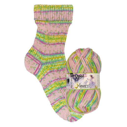 Socken mit Aquarell 4-fach von Opal in Pastellfarben