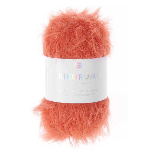Orange, flauschiger Ricorumi Furry Furry Garnknäuel.
