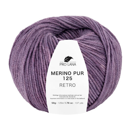 Lila Garn 'Merino Pur 125 Retro' von Pro Lana in einem Wollknäuel