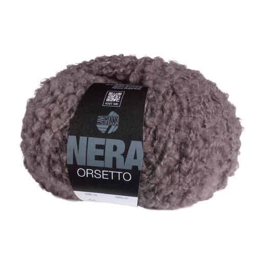 Dunkelgraues Wollknäuel mit weicher Flauschigkeit.