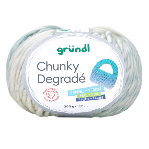 Gründl Chunky Degradé Garn in Hellblau und Creme, 200g