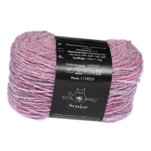 Schoppel Senior Garn in Rosa, 100% Schurwolle, 50 g.