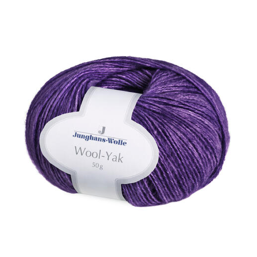 Wool-Yak von Junghans-Wolle, Farbe Violett, in einem runden 50g Knäuel.