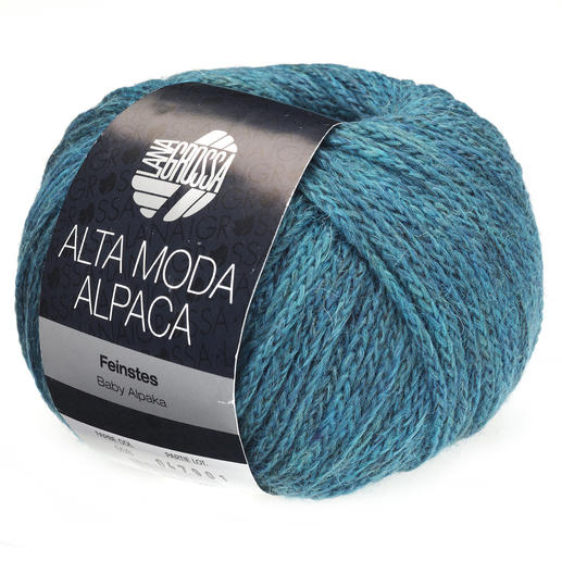 Alta Moda Alpaca von Lana Grossa in petrol meliert, 50g Knäuel aus Baby Alpaka.