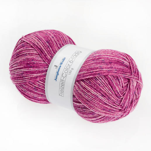 Sockenwolle Freizeit-Color, 6-fädig von Junghans-Wolle, Himbeer Die dickere Variante des bewährten Junghans-Sockengarnes.
