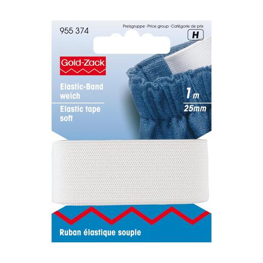 Weiches elastisches Band in Weiß, 25 mm breit, 1 Meter.