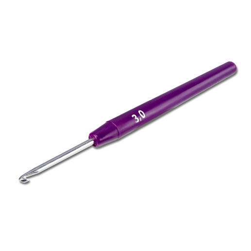 Vernickelte Metall-Häkelnadel, Größe 3,0 mm.