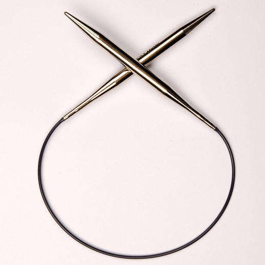 Prym Rundstricknadeln mit Messingspitzen und Perlon-Mittelstück, 40 cm lang.