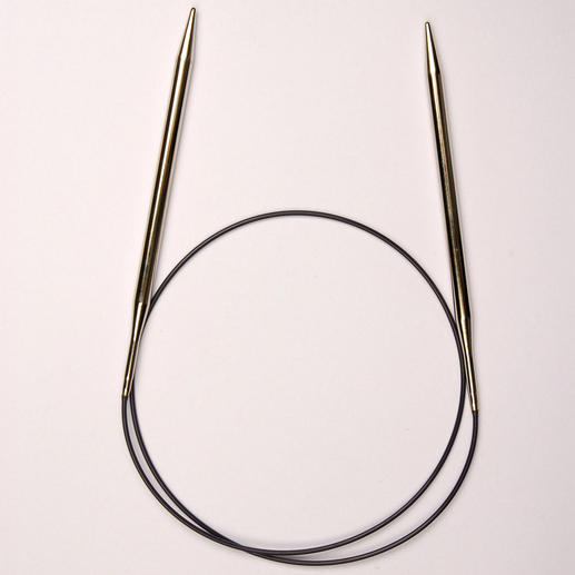 Prym Rundstricknadeln mit Messingspitzen und Perlon-Mittelstück, 80 cm lang.