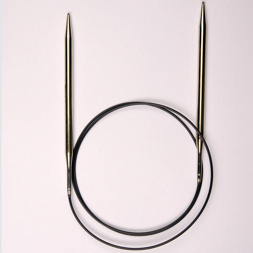 Prym Rundstricknadeln mit Messingspitzen und Perlon-Mittelstück, 100 cm lang.