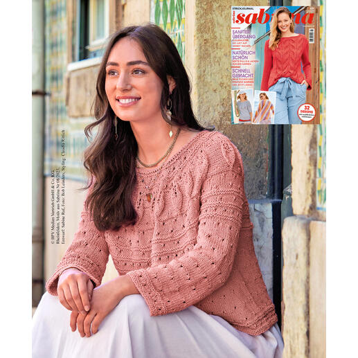 Mustermix-Pulli aus Recycle & Cotone in Rosa mit fledermausförmigen Ärmeln.