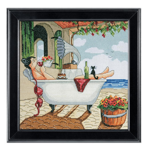 Kreuzstichbild 'My Day off' mit entspannender Szene