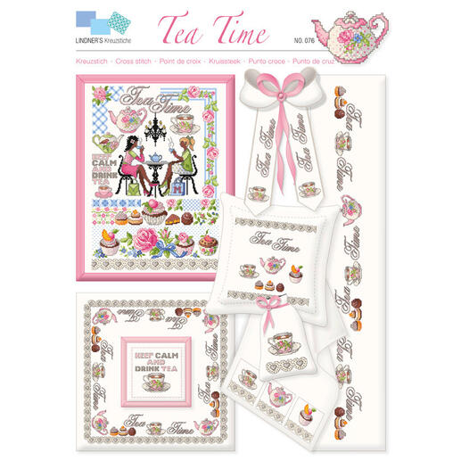 Kreuzstich-Vorlagen mit Teemotiven und Rosen