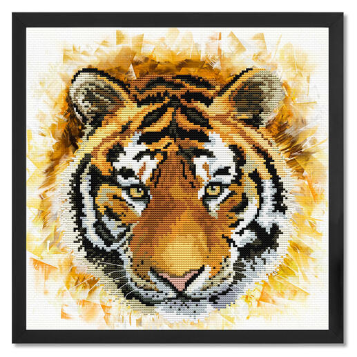 Stickbild eines Tigers, detailliert in orange und schwarz