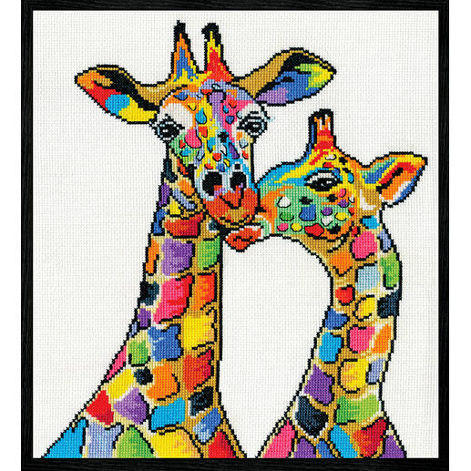 Kreuzstichbild - Colorful Giraffes 