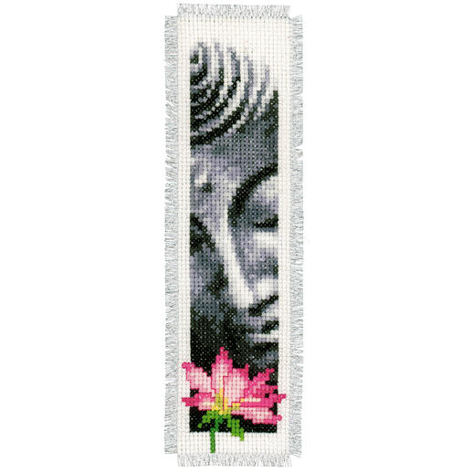 Lesezeichen-Set mit Buddha und Lotusblume in Schwarz-weiß.