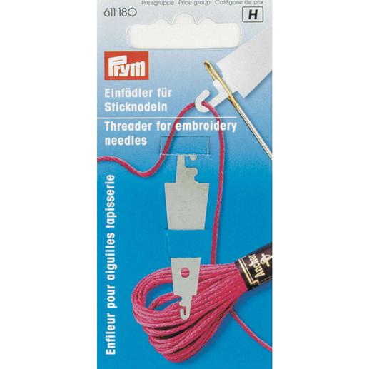 Einfädler für Stickgarn mit Nadel und Faden