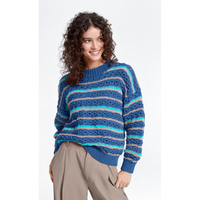 Gestreifter Pullover aus Babyboomer und Aerea in lebhaften Farben.