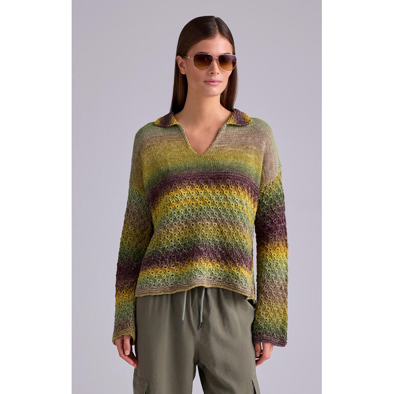 Polo-Pullover aus Pinterella mit grün-braunem Farbverlauf.