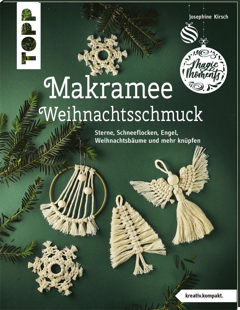 Buch über Makramee-Weihnachtsschmuck mit Schneeflocken und Sternen