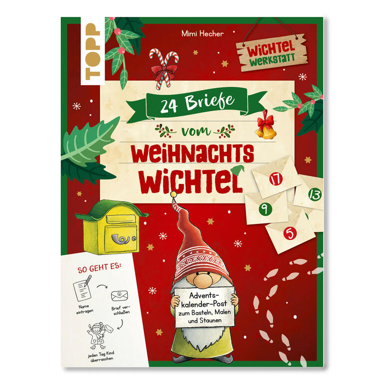 Adventskalenderbuch mit 24 Briefen vom Weihnachtswichtel zur täglichen Überraschung.